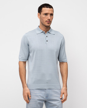 ISAIA Blue silk polo shirt MG8262Y0470