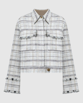 Ballantyne Tweed cropped jacket with checked silk and wool BLC060QSI04