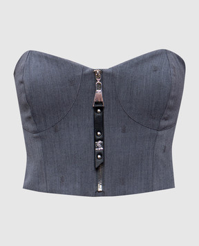 Twinset Gray bustier top with logo 242AM2044