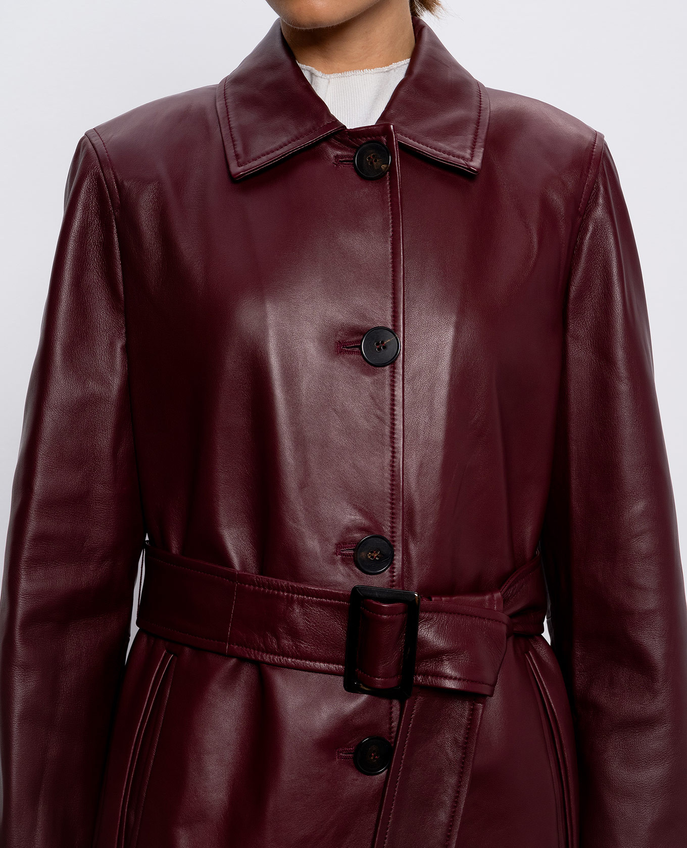 

Burgundy leather jacket TOLMIN Max Mara