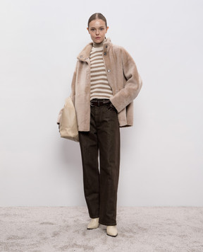 Brunello Cucinelli Beige striped jumper with sequins MDV752200P