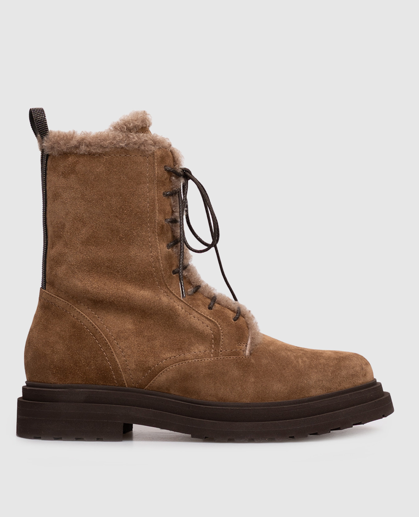 

Brown suede boots with fur Brunello Cucinelli