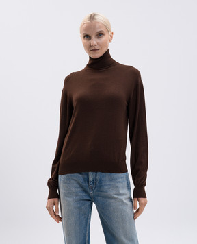 Saint Laurent Brown wool, silk and cashmere turtleneck 840802YAPK2