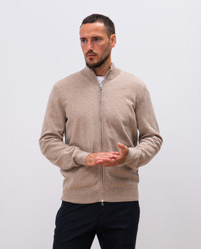 Cashmere&Whiskey Beige melange cashmere cardigan MU8671312341R