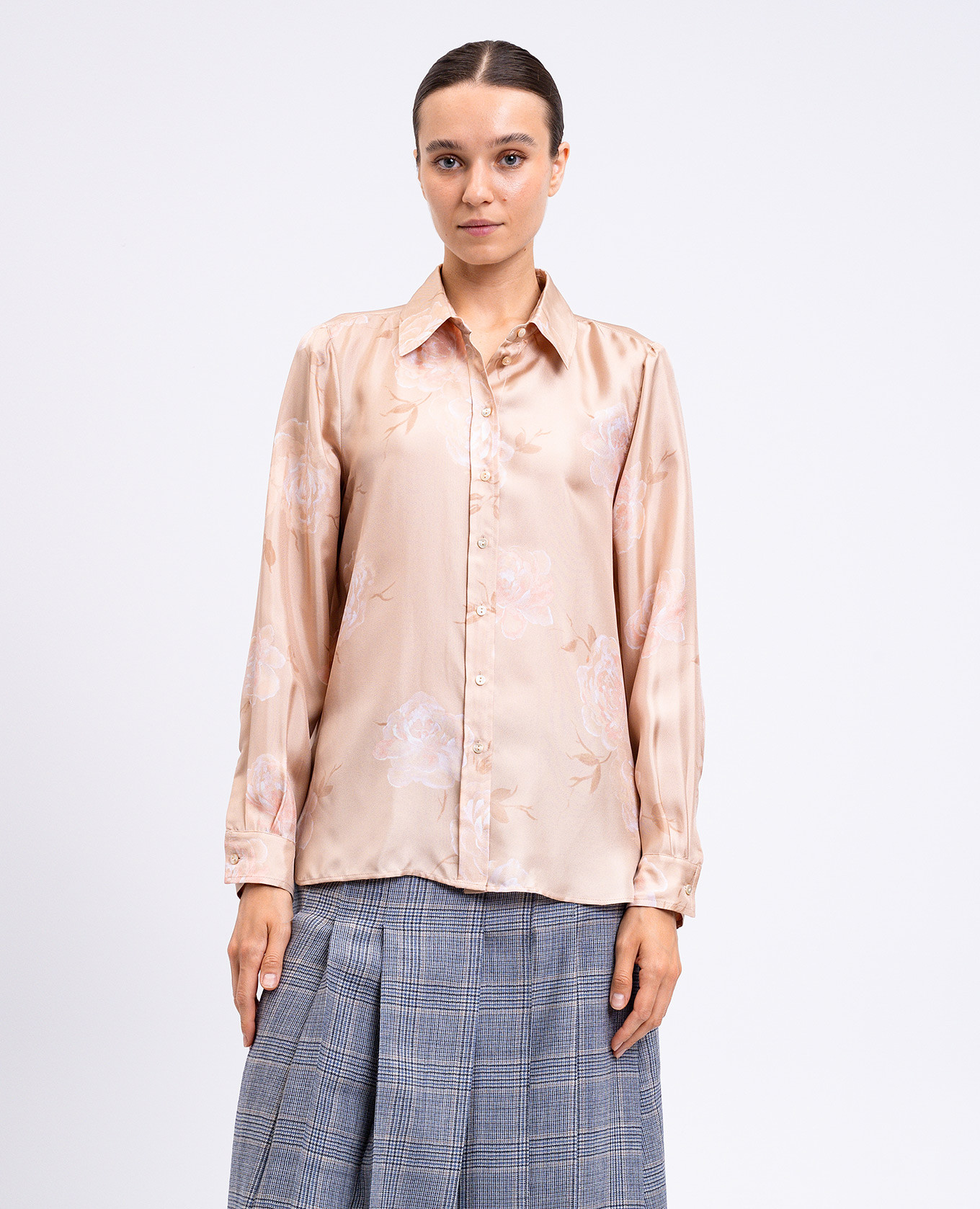 

Arles beige floral silk blouse Momoni