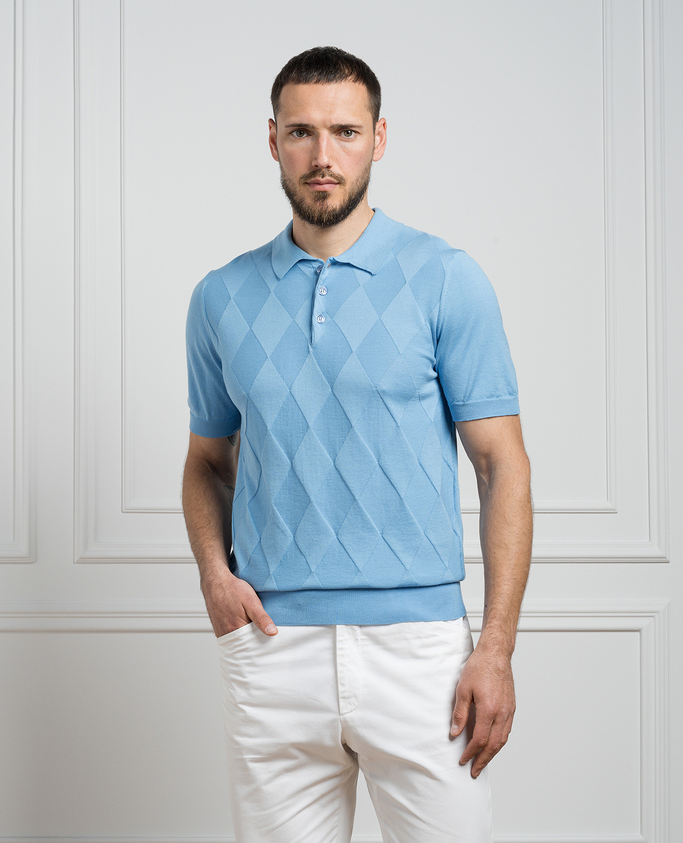 

Blue polo shirt with silk and cashmere Cashmere&Whiskey, Light blue