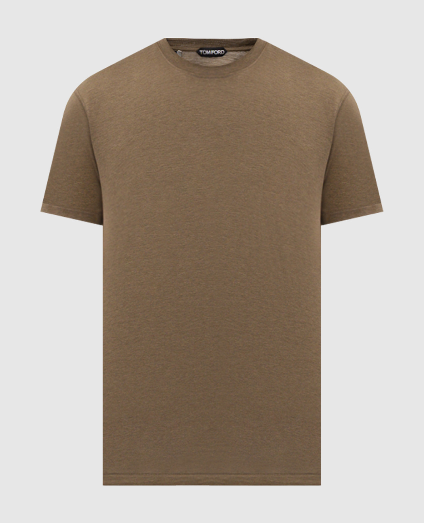 Khaki T-shirt with embroidered monogram logo Tom Ford