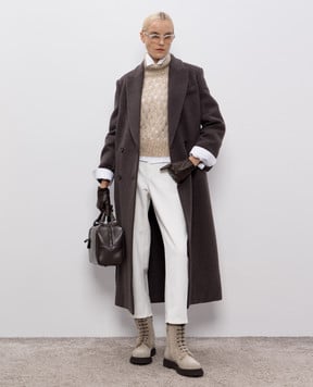 Brunello Cucinelli Brown double-breasted wool and cashmere coat MD5329893