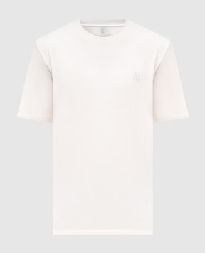 Brunello Cucinelli Beige T-shirt with logo emblem print M0B138440