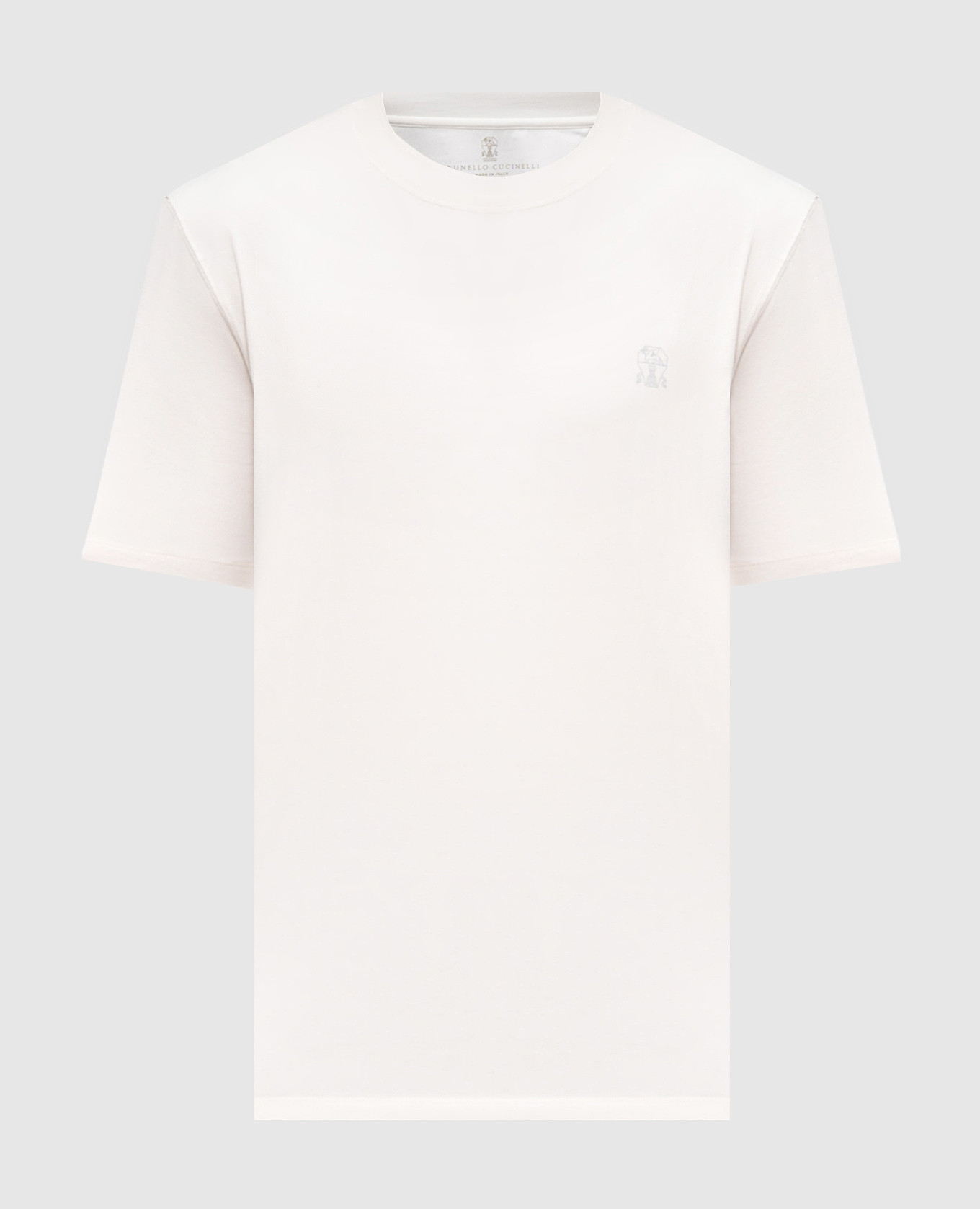 Beige T-shirt with logo emblem print Brunello Cucinelli