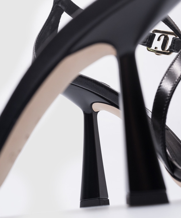 Jimmy Choo - Jessica black leather sandals with metallic JC