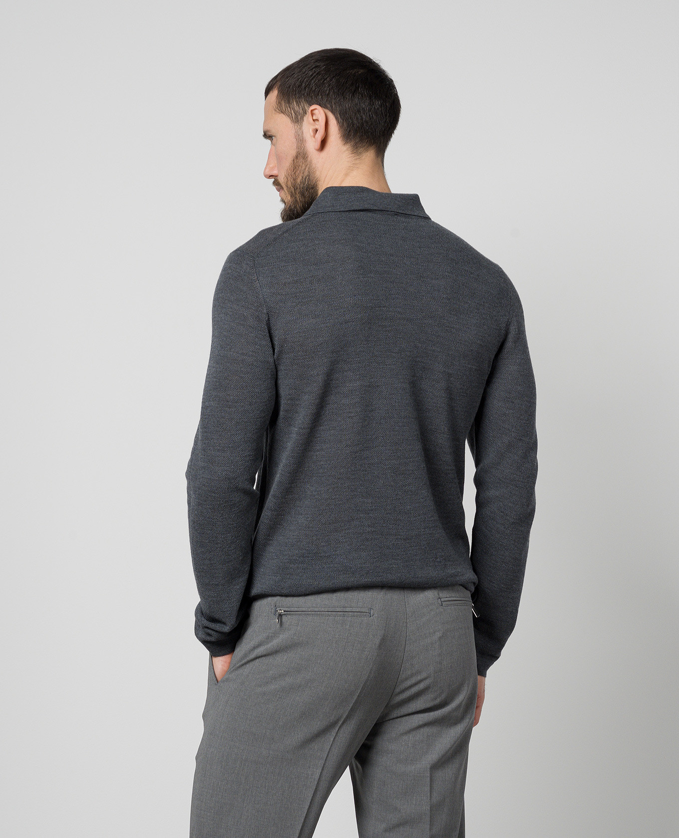 Gray wool polo shirt Cashmere&Whiskey 4