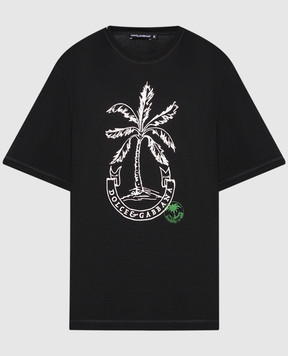 Dolce&Gabbana Black t-shirt with banana tree print G8PN9TG7K1V