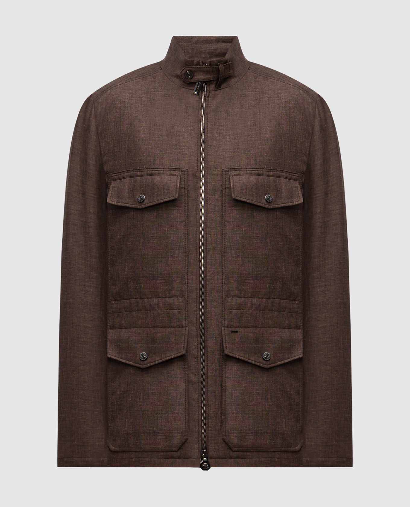 Brown linen, wool and silk jacket Stefano Ricci