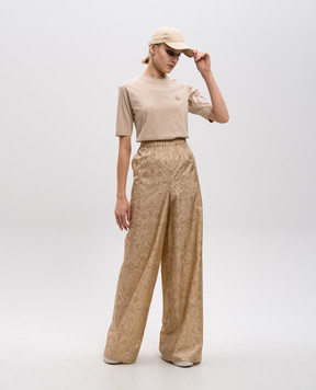 Max Mara DOMIZIA yellow silk pants with floral print DOMIZIA