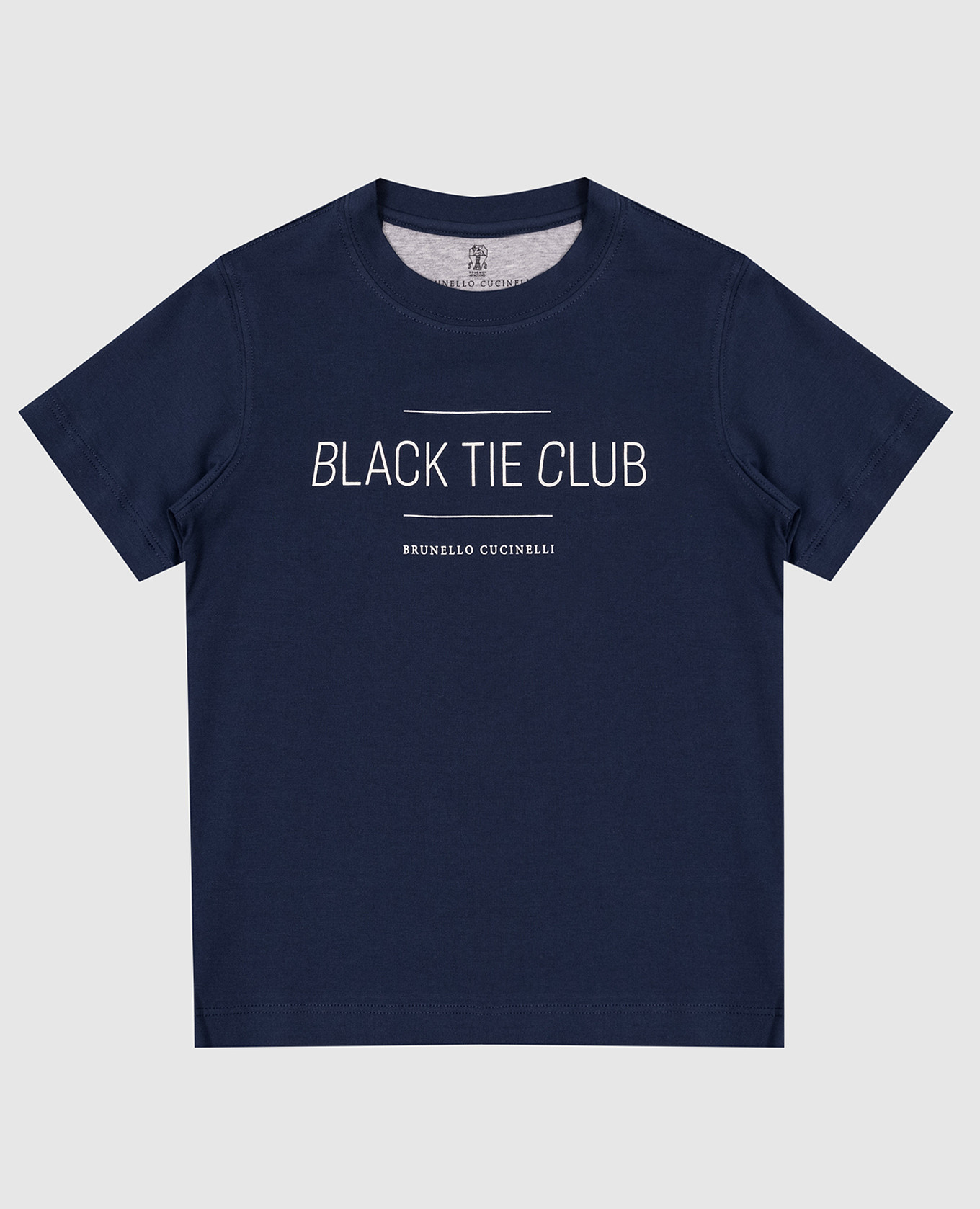 

Children's blue t-shirt with Black Tie Club print Brunello Cucinelli
