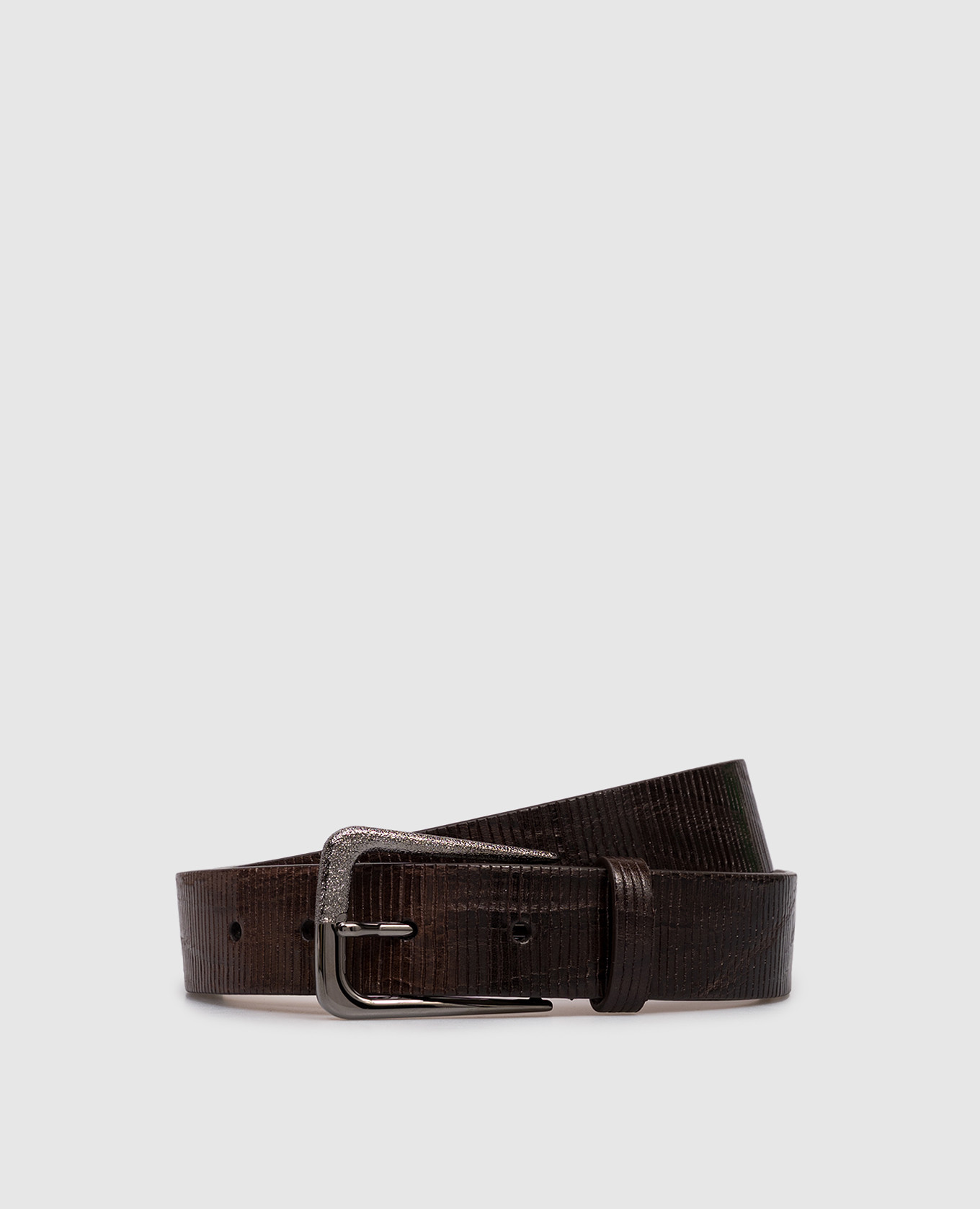 Brown glossy leather belt Brunello Cucinelli