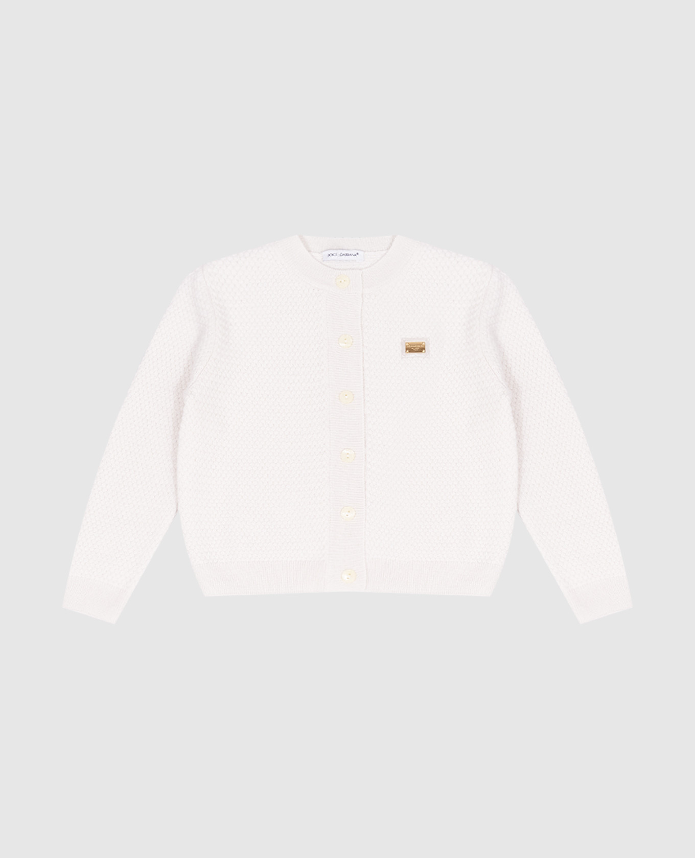 Baby gray wool and cashmere cardigan with logo dolce&gabbana