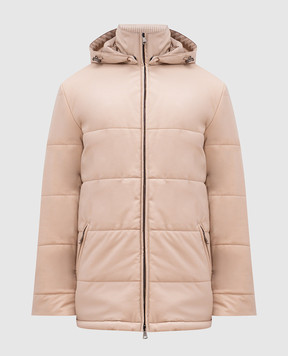 Cashmere&Whiskey Beige quilted jacket with logo monogram engraving CWSS24004
