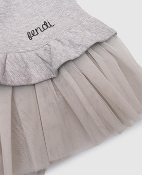 Fendi Children's gray melange skirt with ruffles JFE0311012