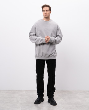 Ann Demeulemeester Gray sweatshirt with branded ribbons B0012489FA186