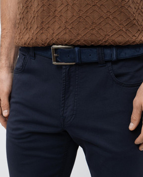 Stefano Ricci Blue suede belt with logo engraving N351SDA311P