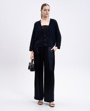 Peserico Blue wool cardigan with sequins A99315F0509285