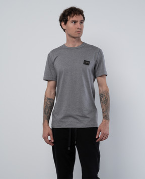 Dolce&Gabbana Gray t-shirt with metallic logo G8PT1TG7F2I