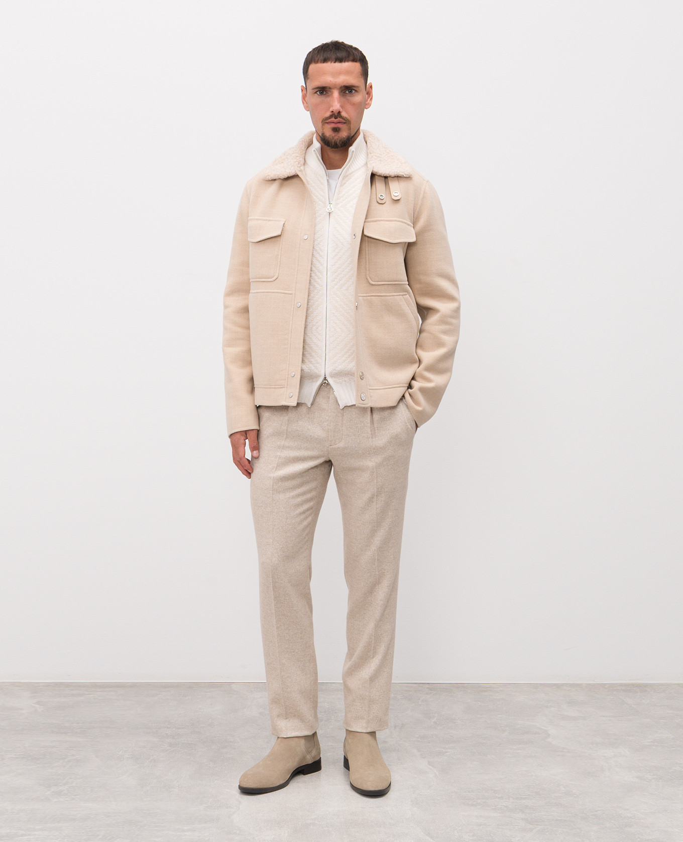 

White wool and cashmere cardigan with a pattern Stefano Ricci