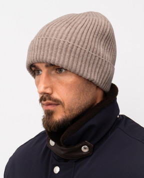 Brunello Cucinelli Beige ribbed cashmere hat M2293900