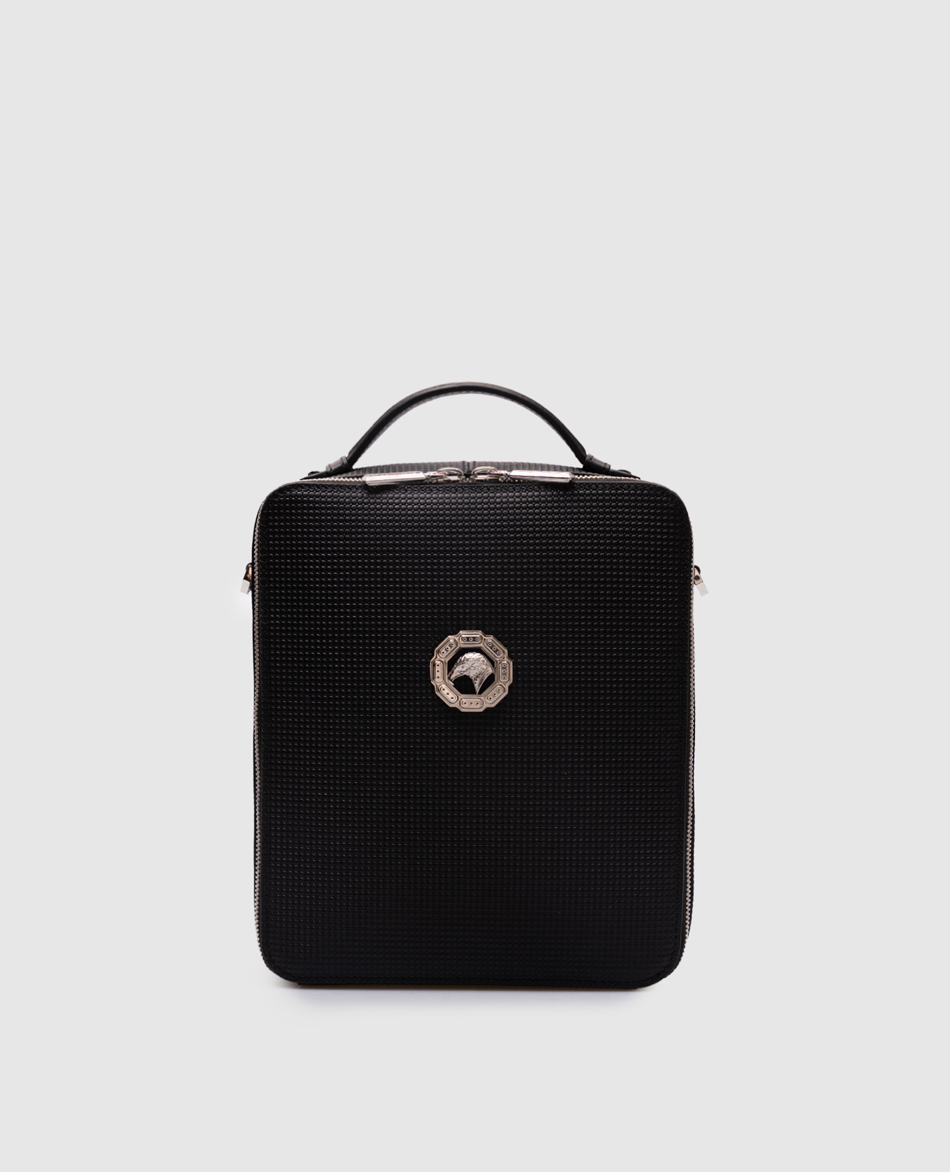 

Black leather bag with emblem pattern Stefano Ricci