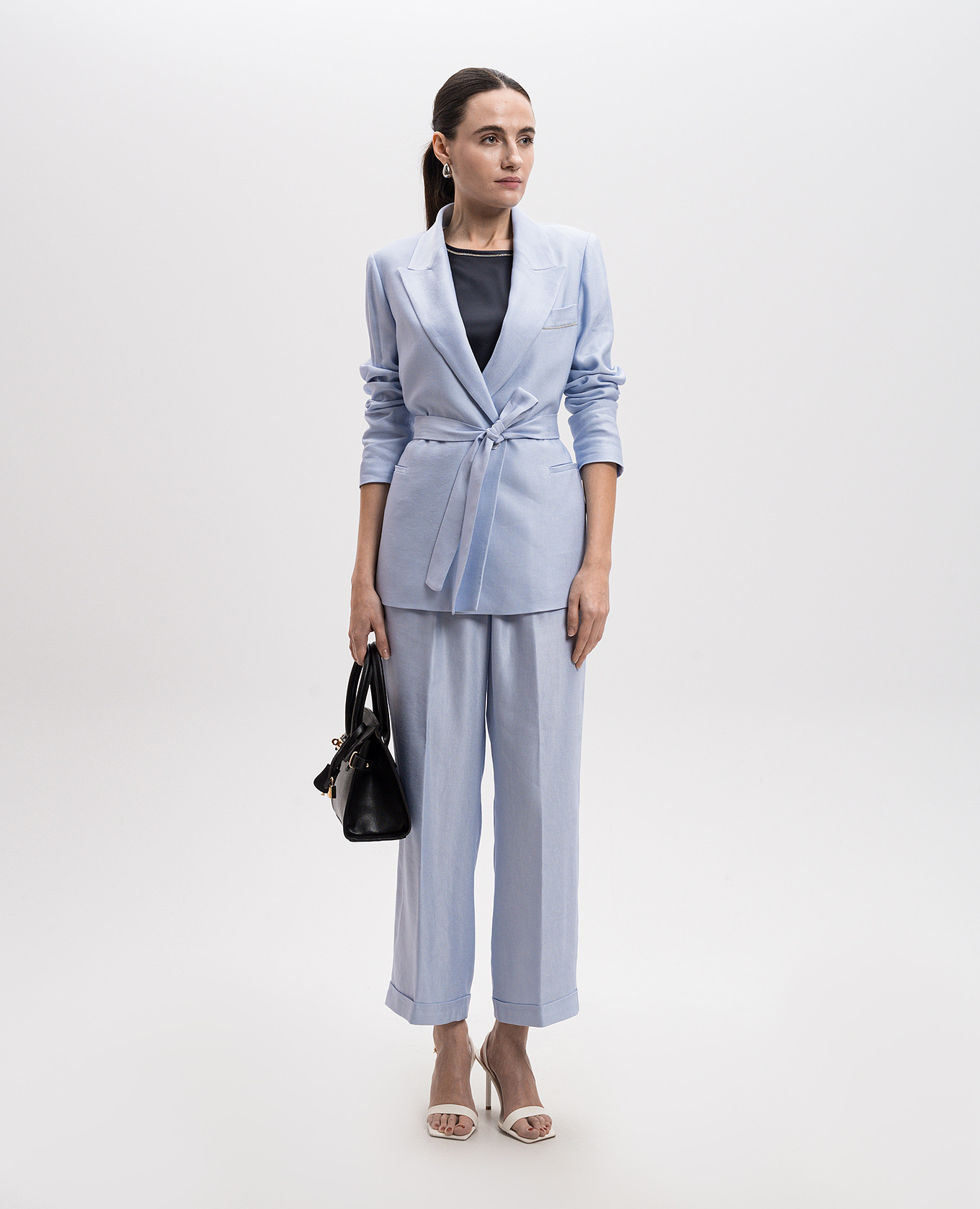 Blue silk top with monil chain Peserico 2