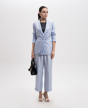 Peserico Blue silk top with monil chain S08893D02372