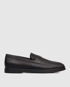Stefano Ricci Black leather loafers with logo UC62G2375MR