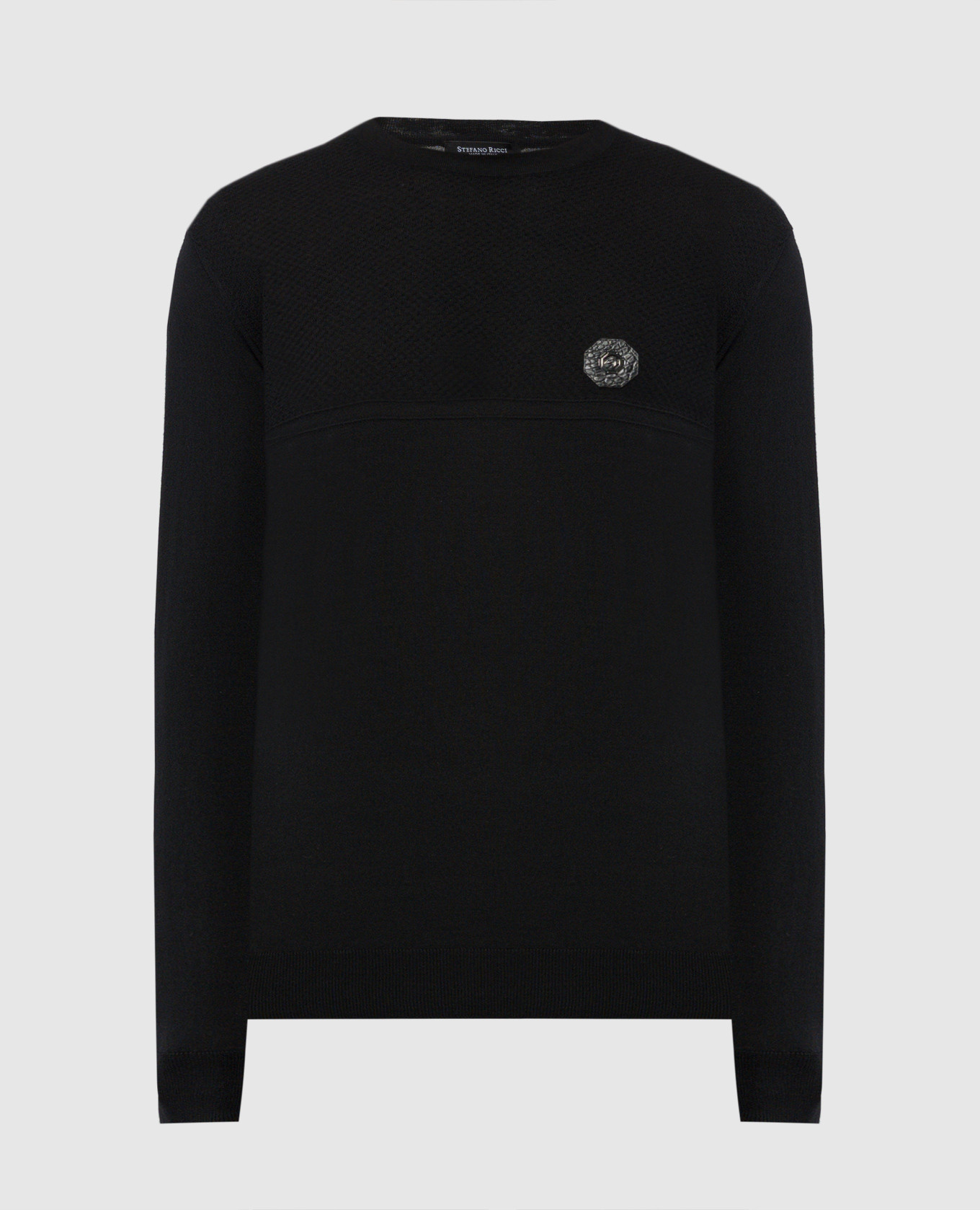 

Black wool jumper with eagle head logo Stefano Ricci