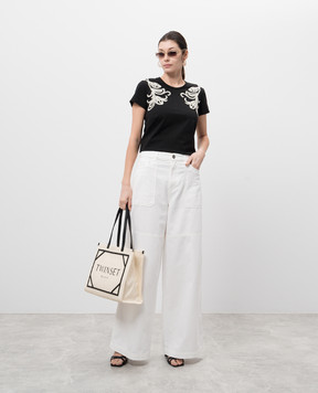 Twinset White jeans with logo patch 251TP2592