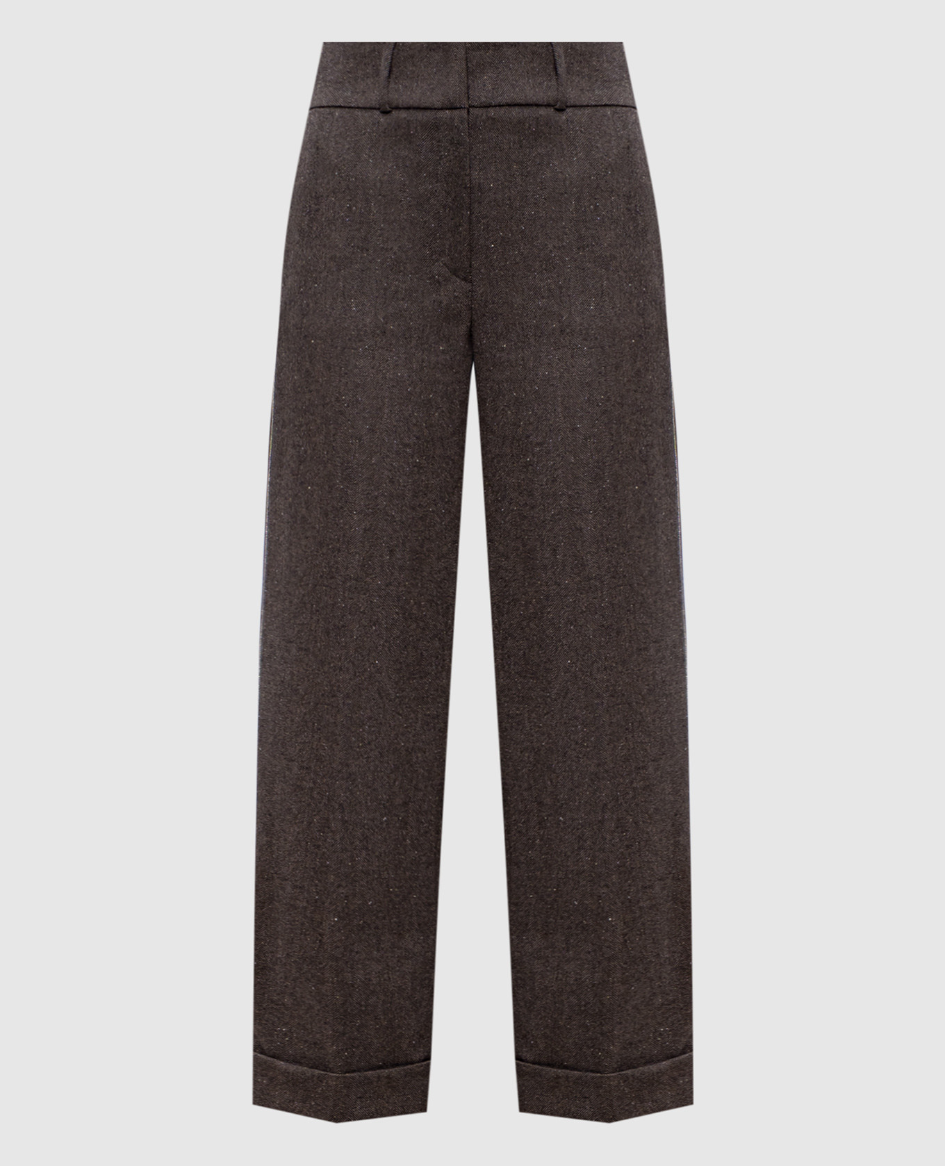 

Brown wool, cashmere and silk trousers with monil chain Peserico