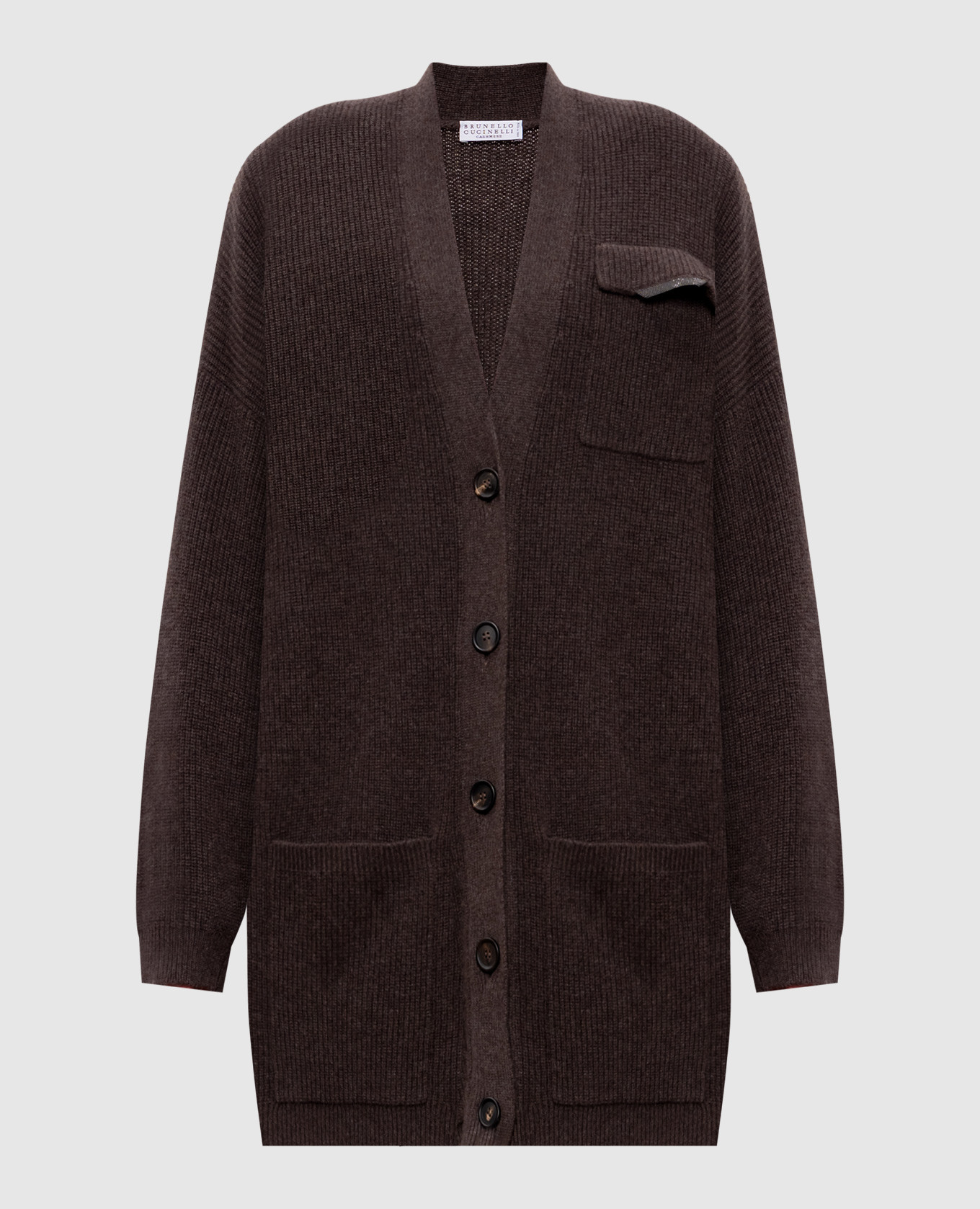 

Brown elongated cashmere cardigan Brunello Cucinelli