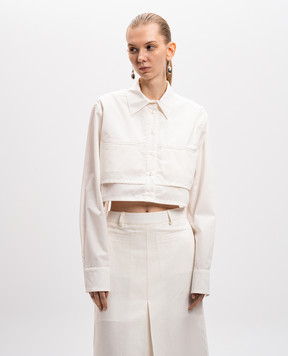 Materiel White cropped blouse RE25M171206SRWT