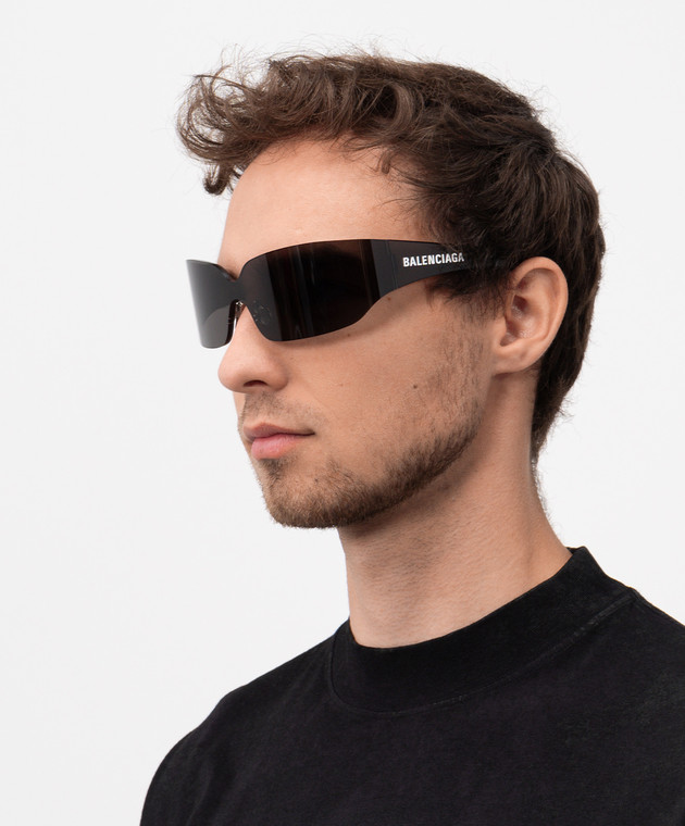 Balenciaga - Black Mono Square Sunglasses 830307T0003M - shop with