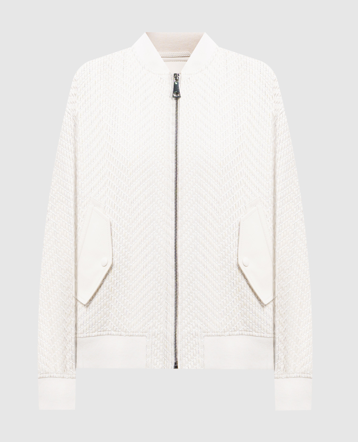 

Lily white leather woven bomber jacket Simonetta Ravizza
