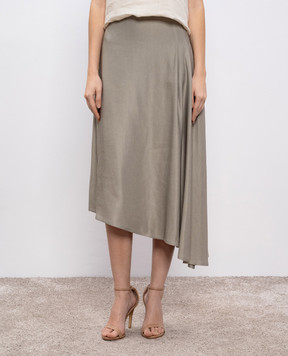 Peserico Green asymmetric skirt with linen P0514901921