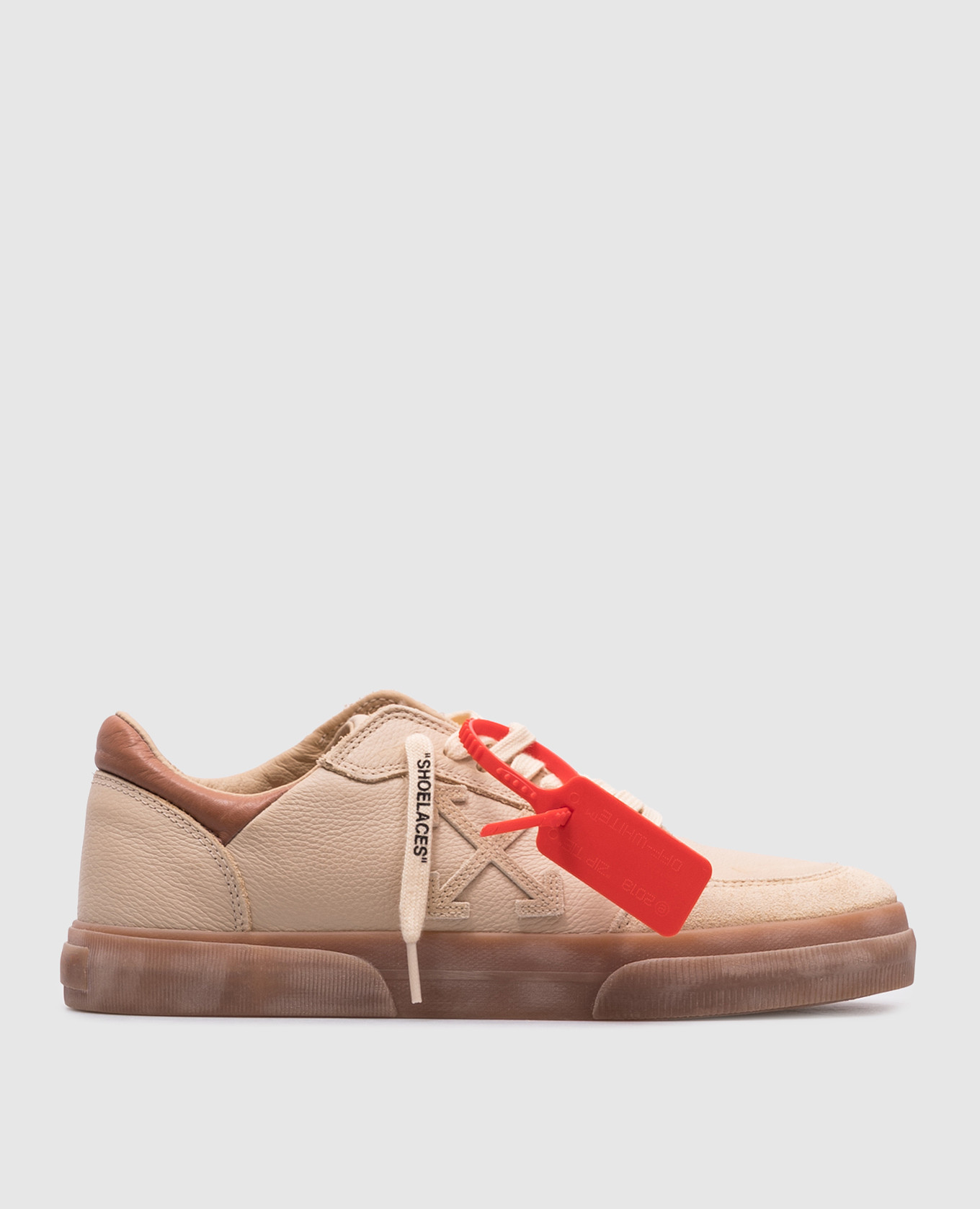 

Beige leather Vulcanized sneakers with vintage effect Off-White