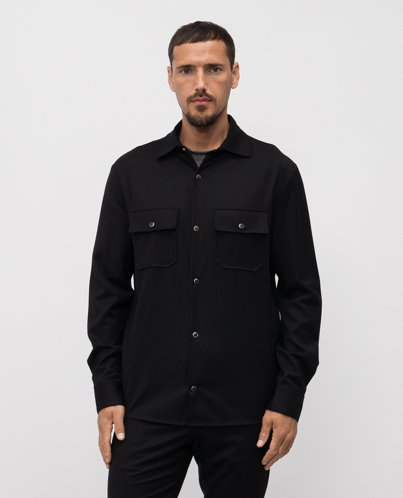 

Black wool and silk shirt Marco Pescarolo