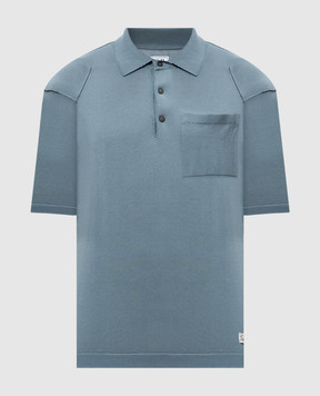 C.P. Company Blue polo shirt with logo patch MKN073A004037A
