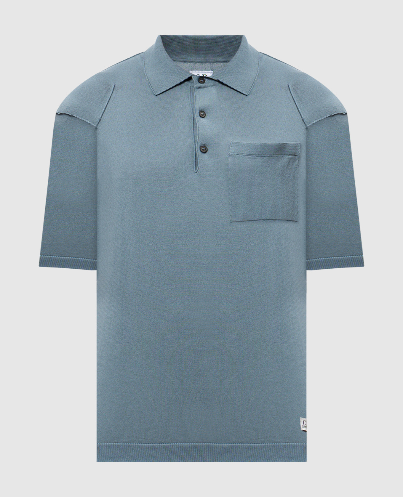 Blue polo shirt with logo patch C.P. Company