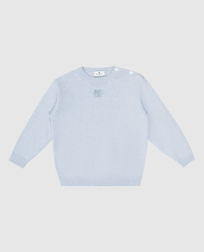 Etro Baby blue wool and cashmere sweater with embroidered logo GV9000W0023