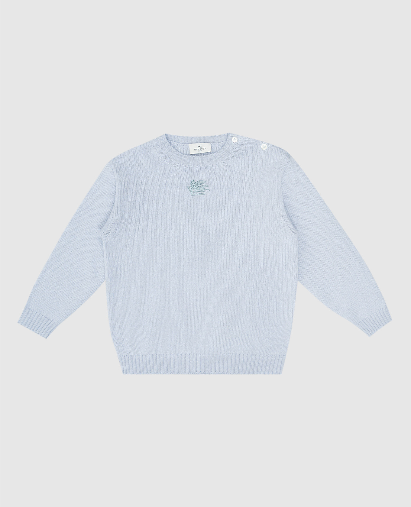 

Baby blue wool and cashmere sweater with embroidered logo Etro, Light blue