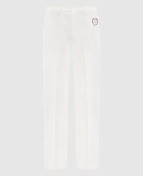 Brunello Cucinelli White pants with logo patch MA126P8873