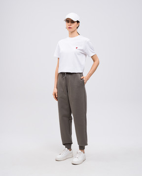 Ami Paris Khaki joggers with Ami de Coeur embroidered logo UTR240747